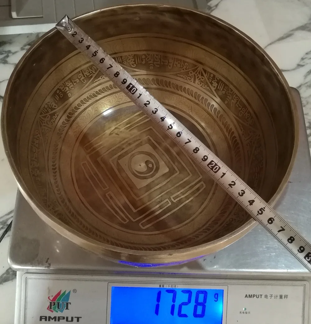 1.728Kg TBC976 Тибетский огромный сверхбольшой из чистой латуни ручной работы пение bowlTibet антикварные ремесла - Цвет: 1.728Kg