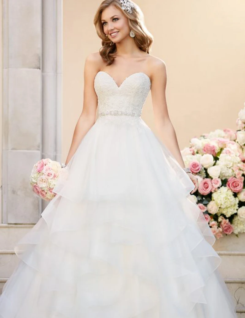 WDZ6018 Plus Size Wedding Dress for Women 2017 Robe de Mariage Princess Tiered Sweetheart High Quality | Свадьбы и торжества