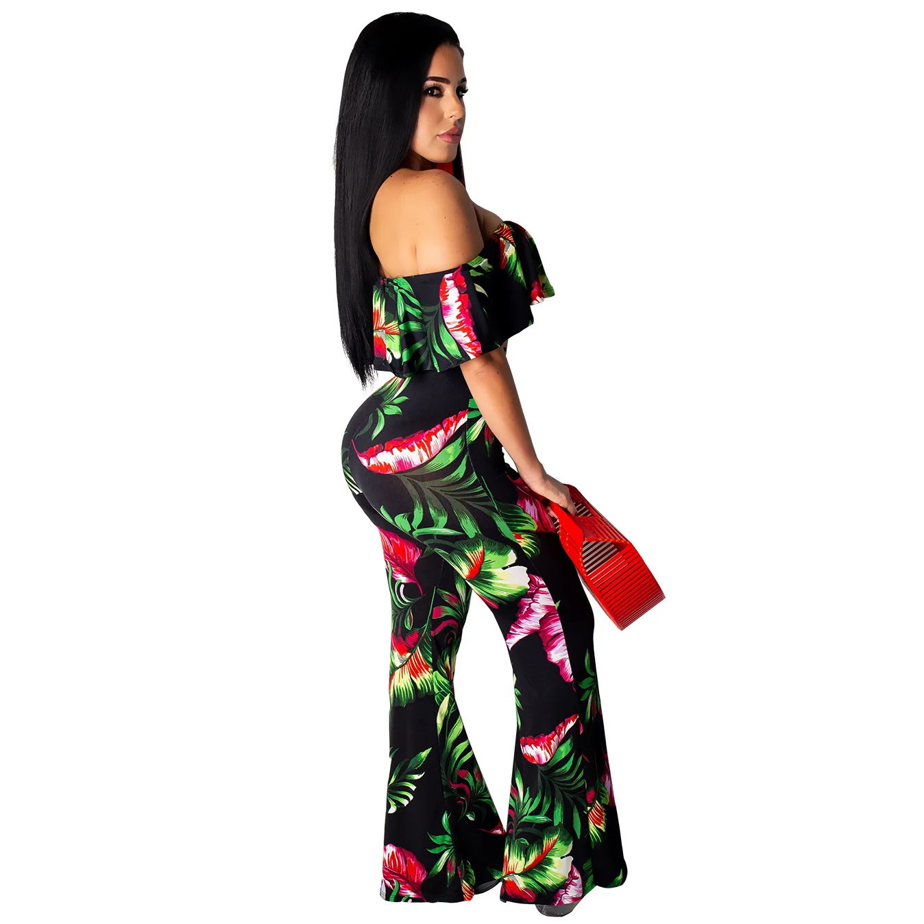 Сексуальный спортивный костюм с цветочным принтом из 2 предметов женская одежда