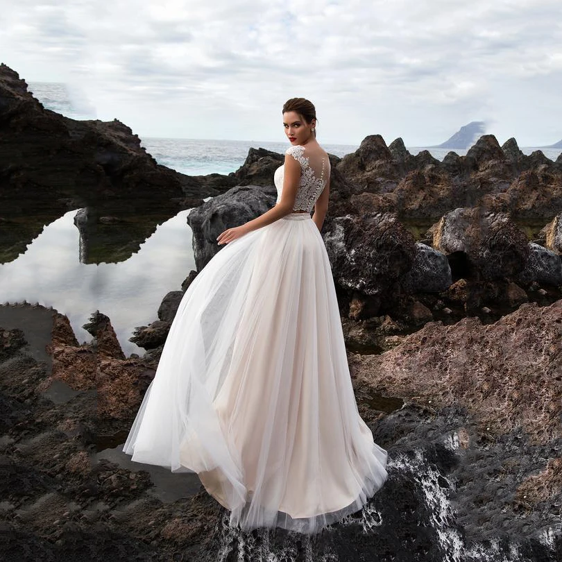 2019 новые летние пляжные свадебные платья из двух частей кружевные Короткие