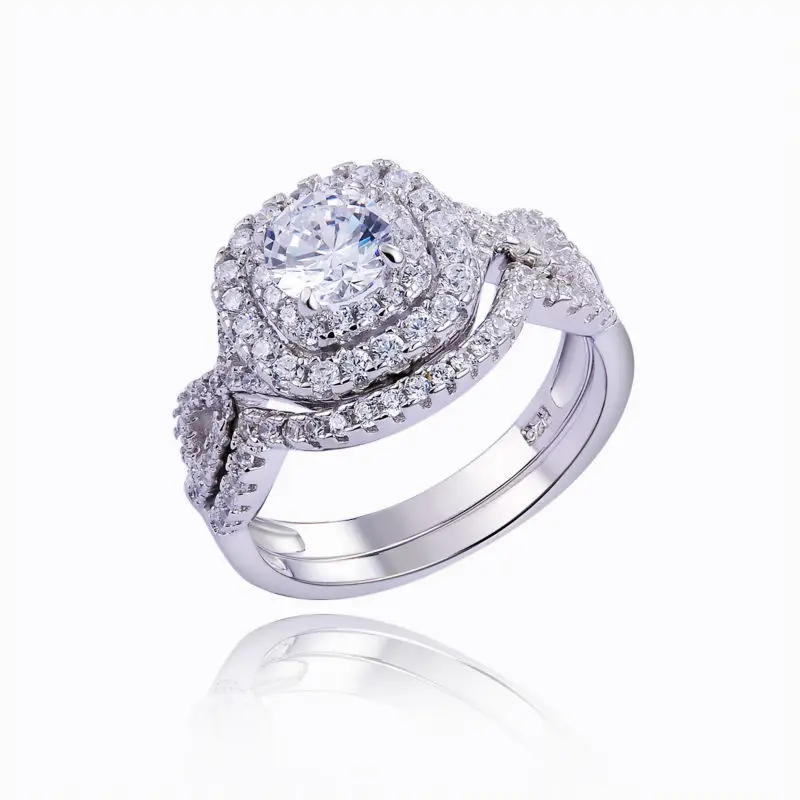 Newshe 2 шт. наборы свадебных колец классические ювелирные изделия 1.9Ct AAA CZ подлинные 925 стерлингового серебра обручальные кольца для женщин JR4844