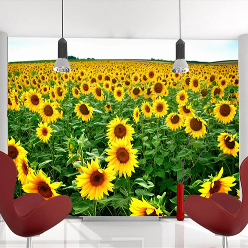 3D обои, пасторальный стиль, Подсолнухи, природа, пейзаж, Фреска, гостиная, спальня, столовая, теплый декор, обои для стен, 3 D