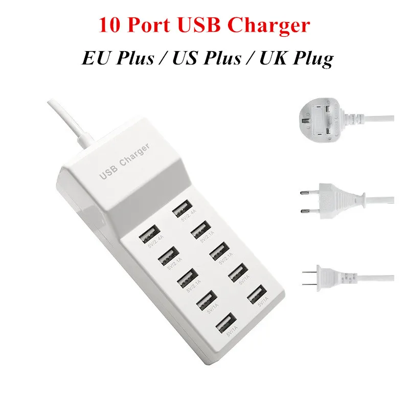 Многопортовое зарядное устройство 10 usb зарядная станция разветвитель для iPhone 7 5 5S