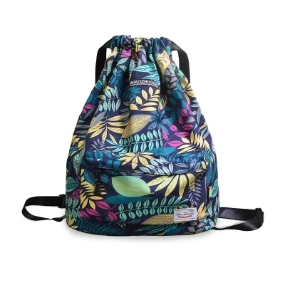 ZYJ Female Waterproof Floral Drawstring Backpacks Sport Fitness Casual Belt Flower Shoulder Travel School Backpack Bag Daypack | Багаж и