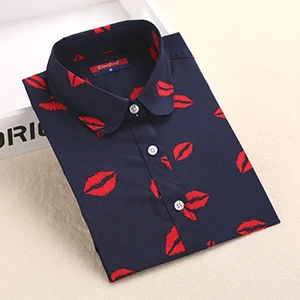 Dioufond Print Women's Long Sleeve Blouse female Shirts Floral Ladies Cotton Fashion Blusas big Size 5XL office clothing