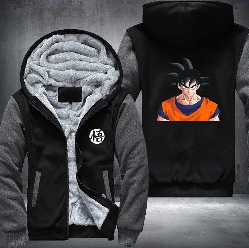 Горячая Распродажа аниме Dragon ball печати балахон Гоку Укун зима густой шерсти куртка с капюшоном мужской на молнии толстовки Большие размеры 6XL