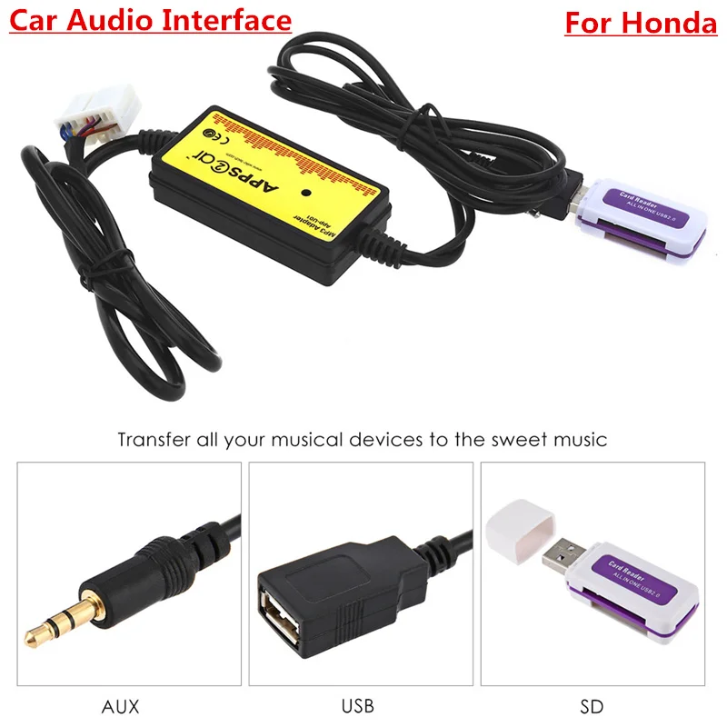 DC 12V автомобильный аудио интерфейс MP3 USB/SD адаптер подключения цифровой cd-чейнджер