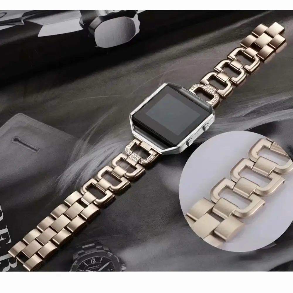 Для Fitbit Blaze Bands с рамкой из нержавеющей стали алмазные блестящие Сменные
