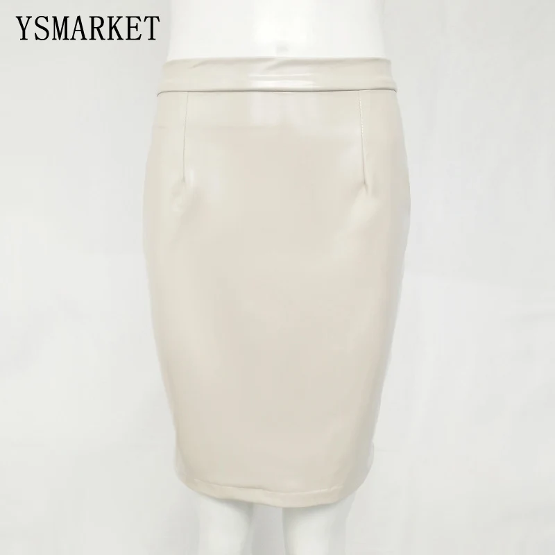 

2018 Sexy PU Leather Bodycon Skirt Women High Waist Solid Color Pencil Skirt For Party Club EFD6097