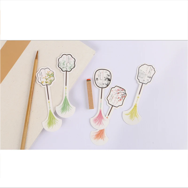 

30pcs/box Beautiful Ancient fan bookmark stationery bookmarks Kawaii Cartoon Promotional Gift Office school supplies papelaria