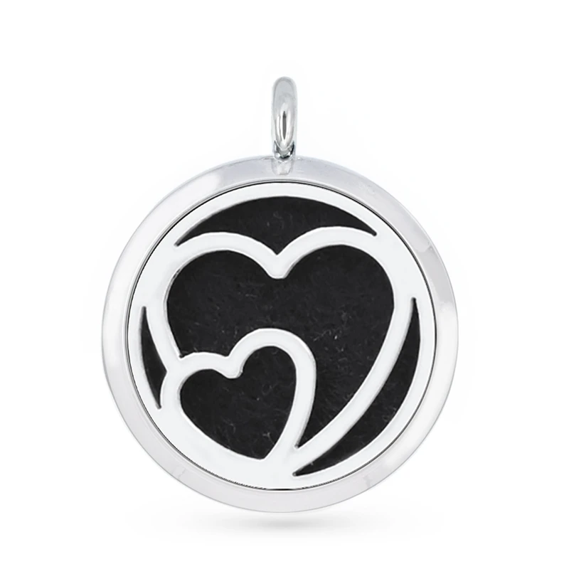 

30mm Hollow Double Love Heart Aromatherapy Essential Oil Perfume Diffuser Locket Pendant with 6pcs PadS Fit Necklace key Chains