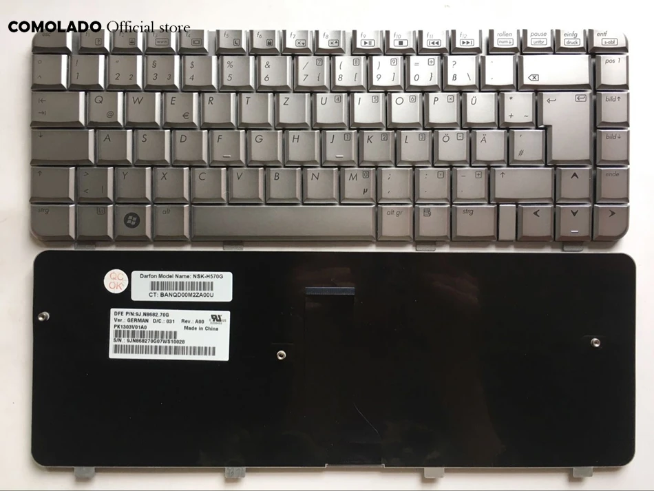 GR немецкая клавиатура для HP Pavilion dv4 dv4-1000 dv4-1300 dv4-1400 Серебряная Раскладка |