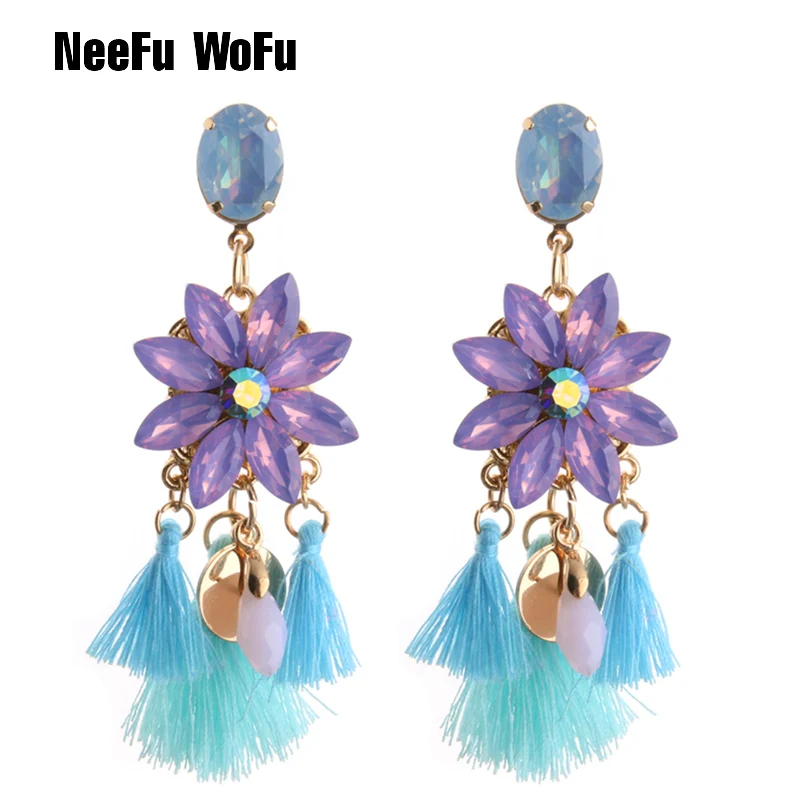 Серьги подвески NeeFu WoFu большие брендовые серьги из полимера с кисточками и