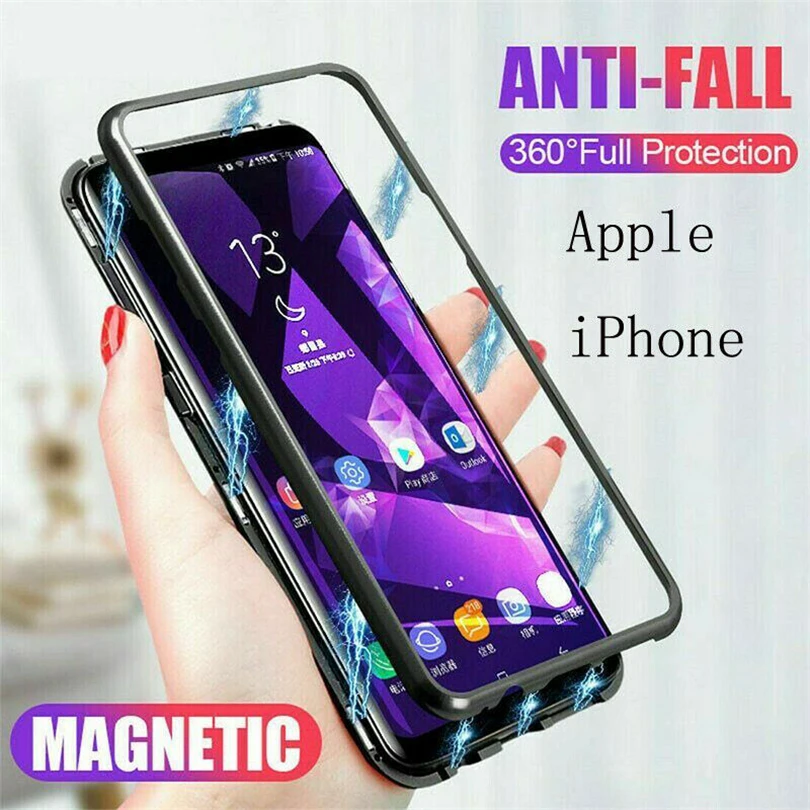 Роскошный чехол с магнитной адсорбцией для iPhone X XR XS Max 6 7 8 6S Plus 5 5S SE металлический