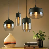 nordic modern pendant lights loft glass e27 e26 bulb led kitchen hanging lamps restaurant bar living room bedroom lamps