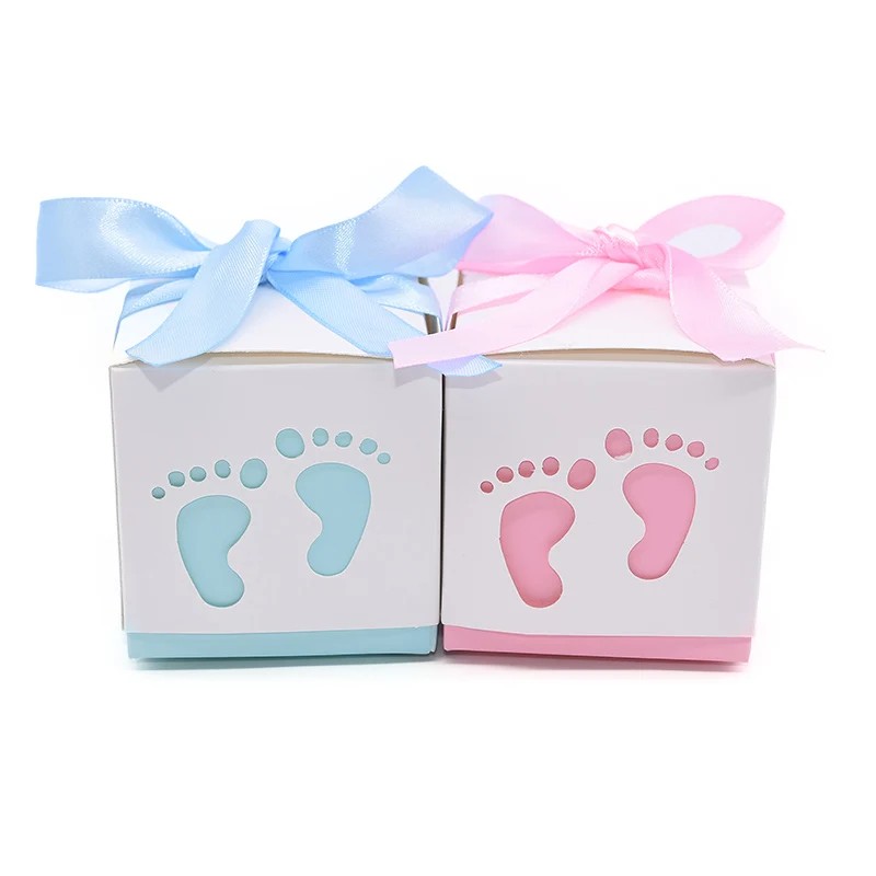 With Satin Ribbon Baby Shower Party Gift Paper Box Boy/girl Birthday Favor Supplies