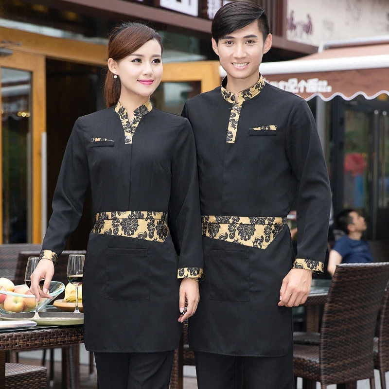 Униформа для отеля на осень и зиму женское платье с длинными рукавами ресторанов