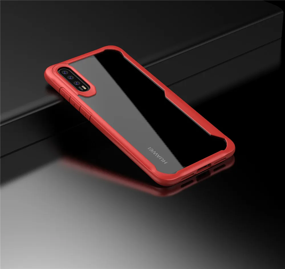 For Huawei P20 Pro lite nova 3e Phone Case Transparent drop Acrylic PC Back Soft TPU Edge Cover Clear Cases Protector |
