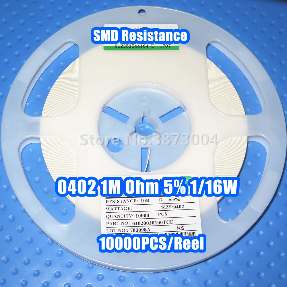 

1 Reel 0402 1M 1M Ohm 5% 1/16W SMD resistance 10000PCS/Reel