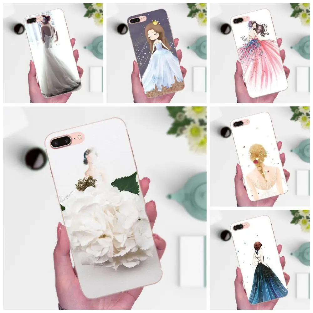 Для Huawei Honor 4C 5A 5C 5X 6 6C 6A 6X 7 7X 8 9 V8 V10 Y3II Y5II Y6II G8 P7 Play Lite TPU Чехлы кожа свадебное платье