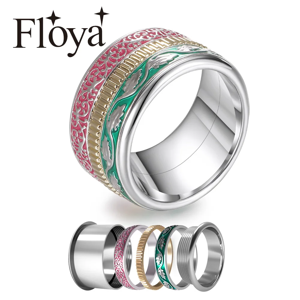 Floya кольца «Неделька» Для женщин слоя обручальное кольцо из Кольца из нержавейки Сменные Arctic симфония Коллекция группа