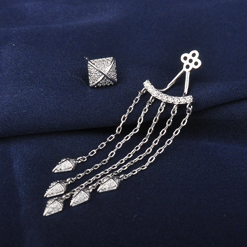 Серьги-подвески стразы блестящие синие в европейском и американском стиле |