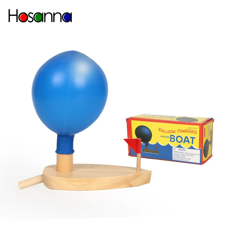 

Kids Bath Toys Wooden Balloon Powered Boat Science Learning Classic Educational Early Development Toys for Children