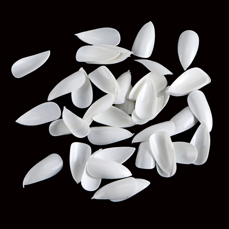 Белые короткие накладные ногти острый конец Шпилька для дизайна ногтей