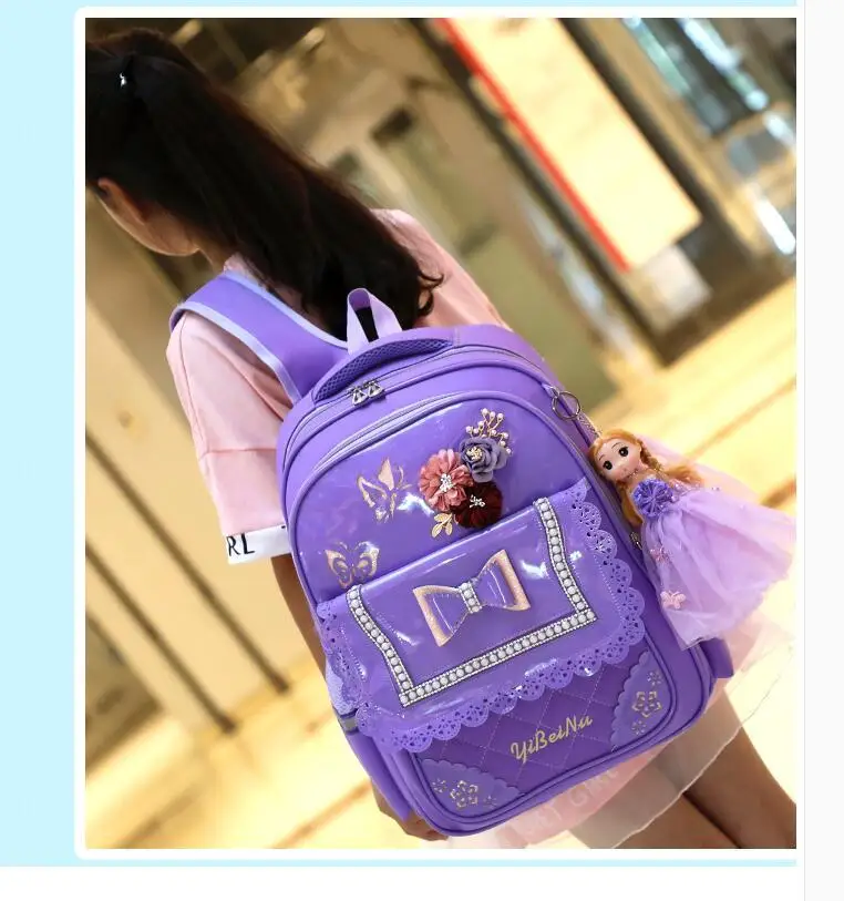Pu School Trolley Backpacks Bags Children School Bag With Wheels For Girl Kids Luggage Rolling Bags Wheeled Backpacks For Girls