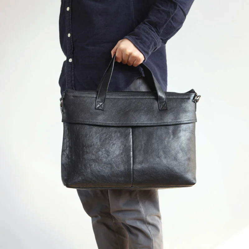 LANSPACE genuine leather men's briefcases cow leather bag men high grade messenger bag