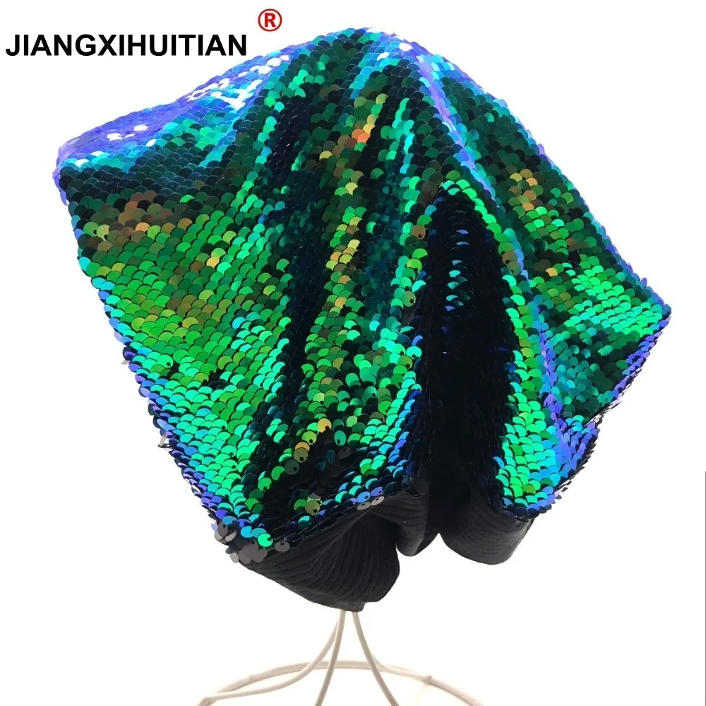 2018 женская вязаная шапка с блестками повседневная Глянцевая бини в стиле хип-хоп