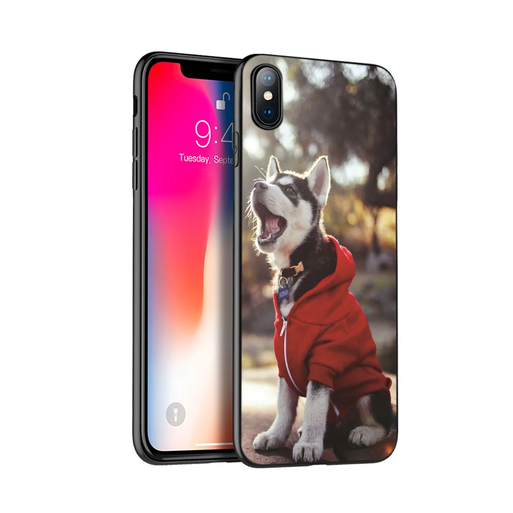 Черный чехол из ТПУ для iphone 5 6 6s 7 8 plus x 10 силиконовый XR XS 11 pro MAX с собачкой