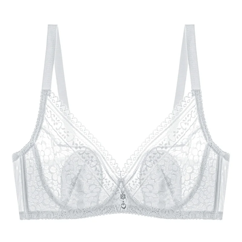 white 8859 Xianqifen, ультра прозрачное тонкое сексуальное женское белье, кружевные бюстгальтеры для женщин, супер пуш-ап, бюстгальтер для девушек размера плюс, бюстгальтер на косточках, bh - Цвет: white 8859