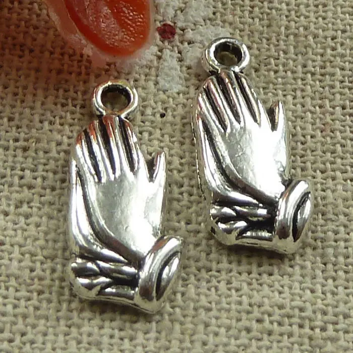 300 штук тибетские Серебряные Подвески 19x8 мм #1381|praying hands charm|hand charmcharm charm |