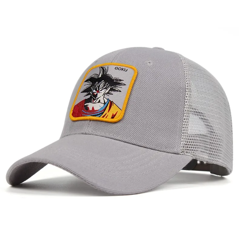 Гоку сетчатая шапка Dragon Ball Z Snapback BULMA хлопок Saiyan Бейсбол кепки для мужчин женщин хип хоп дальнобойщик папа шляпа лето дропшиппинг - Цвет: Серый