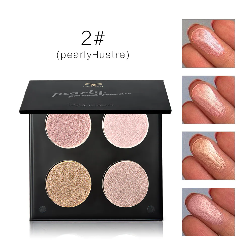 4 Colors Highlighter Bronzer Powder Palette Set Brighten Base Makeup Glow Kit | Красота и здоровье