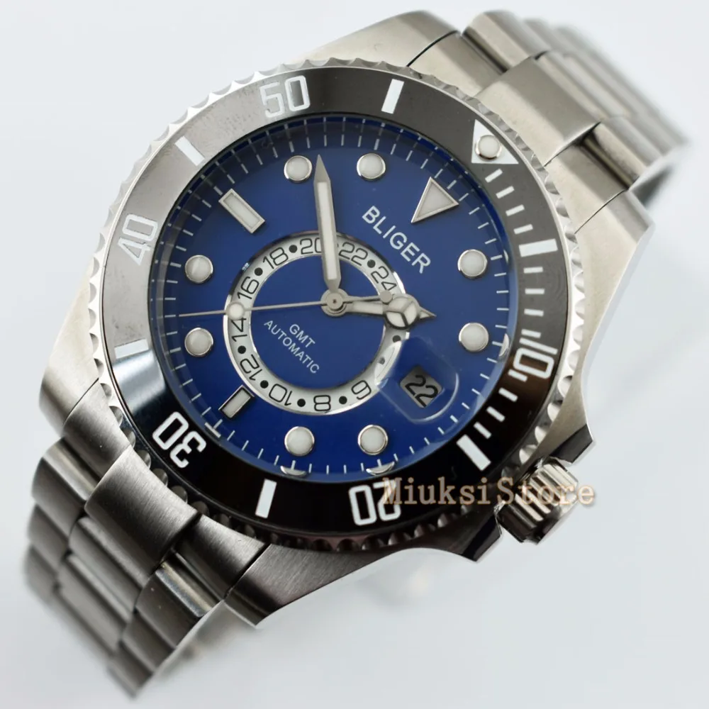 43 мм D'origine blue montre mode pour Top marque automatique multifoncments homme календириор мужские Lumineux|Мужские