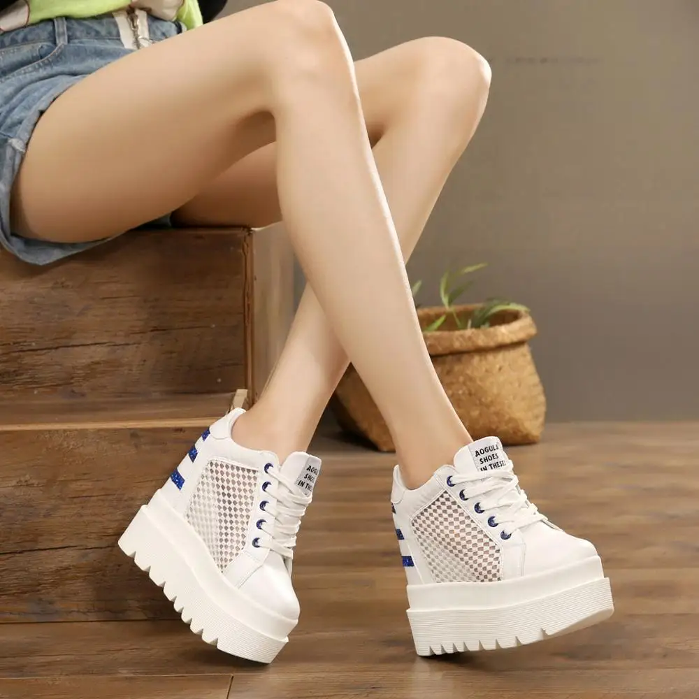 

Summer new women's uppers wedge shoes 12cm2019 women's thick-soled sport mesh breathable platform shoes