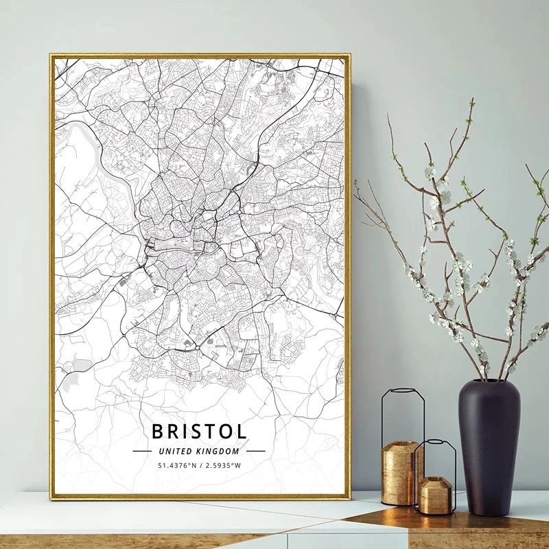 Карта города Великобритании Болтон современные городские карты белого цвета