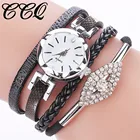 CCQ модные женские часы-браслет с драгоценными камнями Роскошные женские кварцевые кожаные Наручные часы Relogio Feminino #522