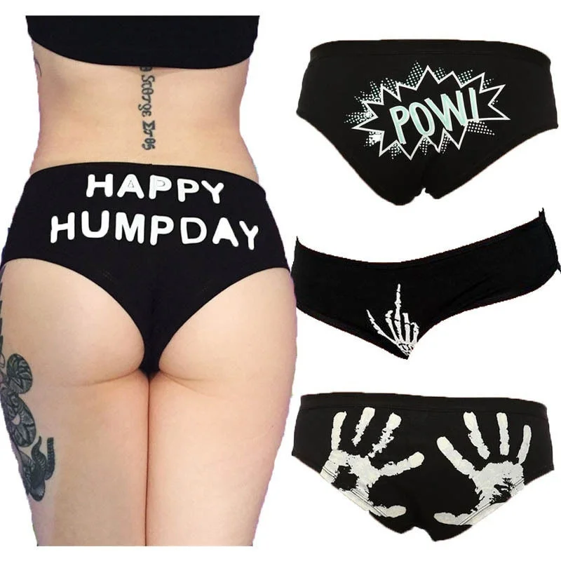 Dreamlikelin, женские сексуальные трусы, happy hump day, с принтом скелета, трусики, нижнее белье, трусики
