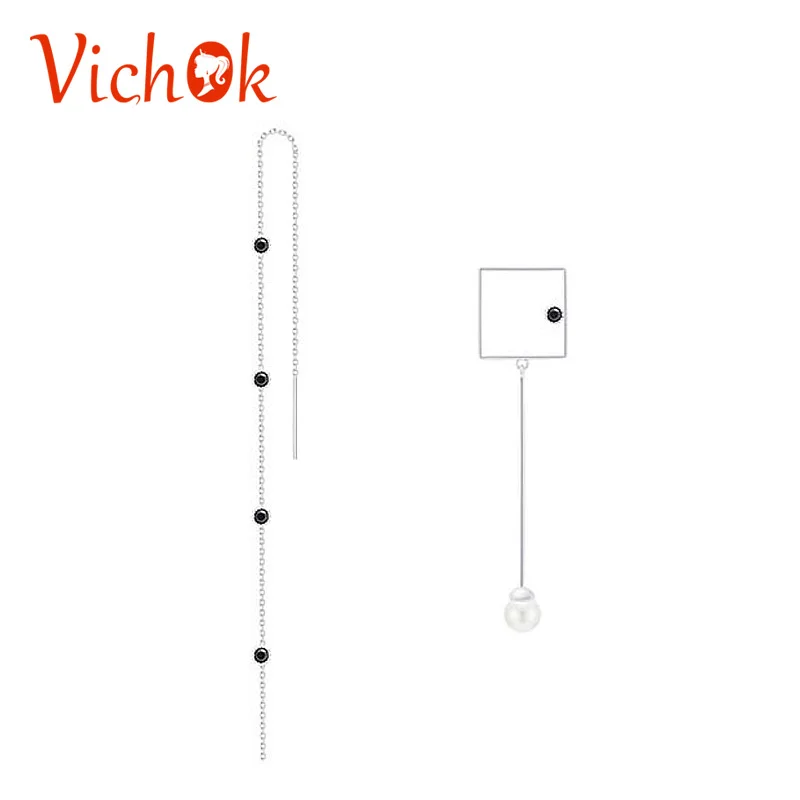 Женские серьги капли VICHOK длинные квадратные из стерлингового серебра 925 пробы с