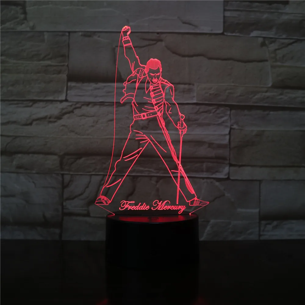 Фигурка британского певица Freddie Mercury 3D светодиодный ночсветильник лампа