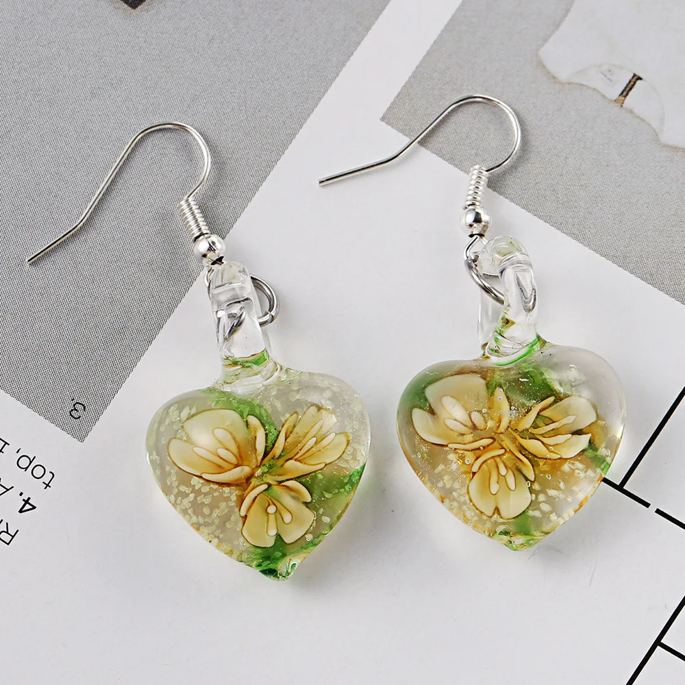 Серьги в форме сердца серьги капель из муранского стекла модные украшения для