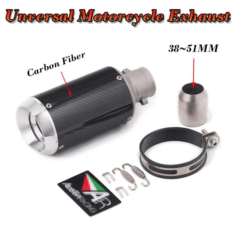 CNC Unversal 38 ~ 51 мм мотоцикл выхлопной модифицированный Escape Moto углеродного волокна