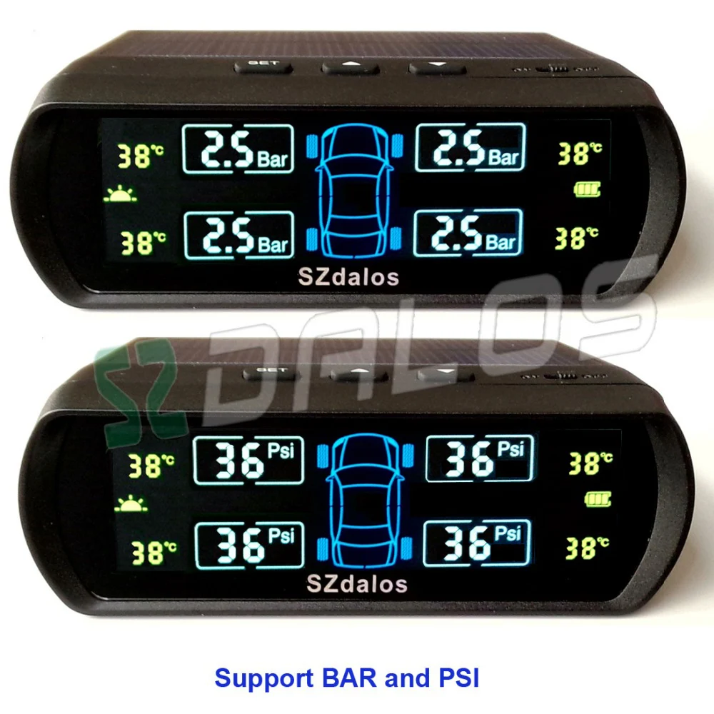 TP400 солнечный датчик давления в шинах TPMS сигнализация давления в шинах красочный дисплей+ 4 новых мини-датчика авто беспроводной Универсальный TPMS