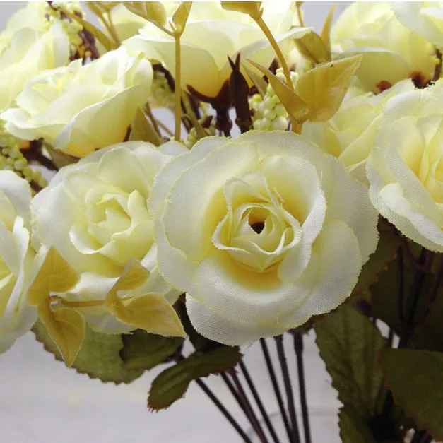 14 головок шелковые розы букет для вечеринок европейский стиль центральный