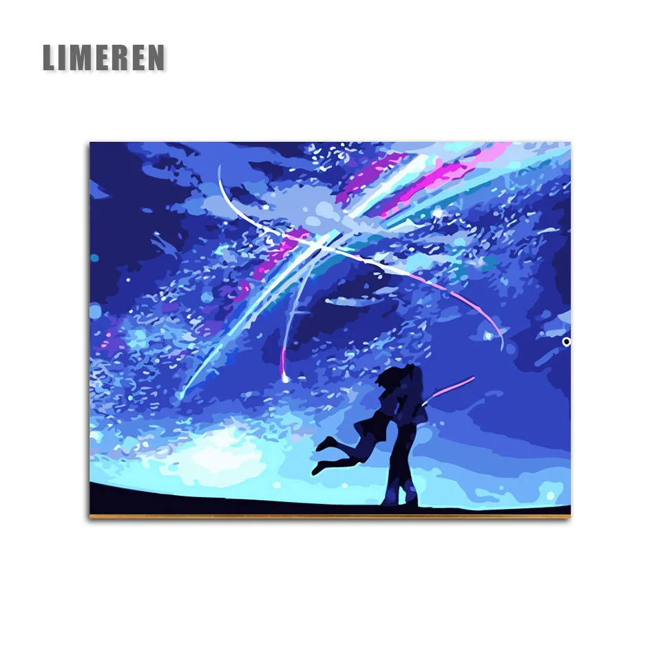 DIY масляная краска ing Japan Anime Kimi No Na Wa Раскраска по номерам модульная цифровая для