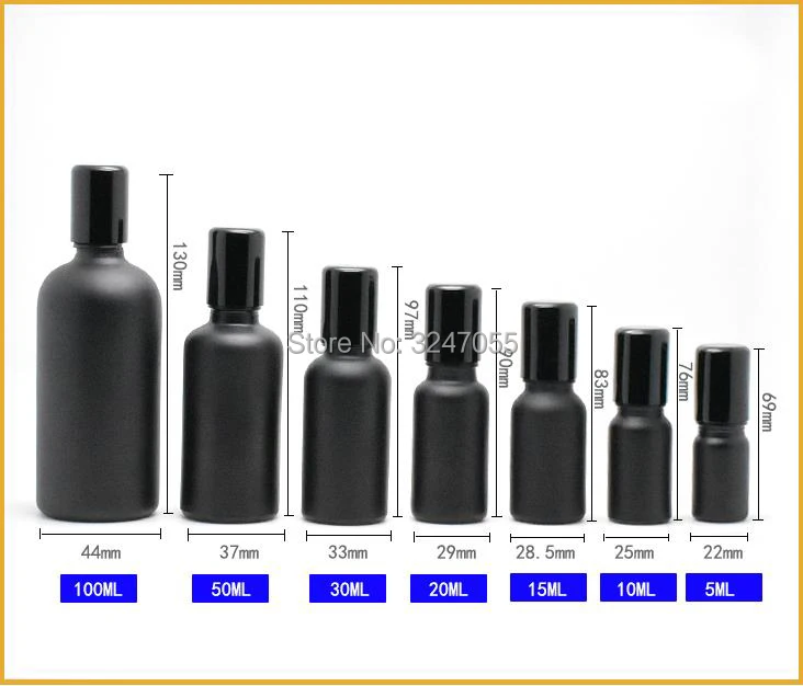 5ml10ml15ml20ml30ml50ml100ml матовый черный стеклянный косметический рулон на бутылку с