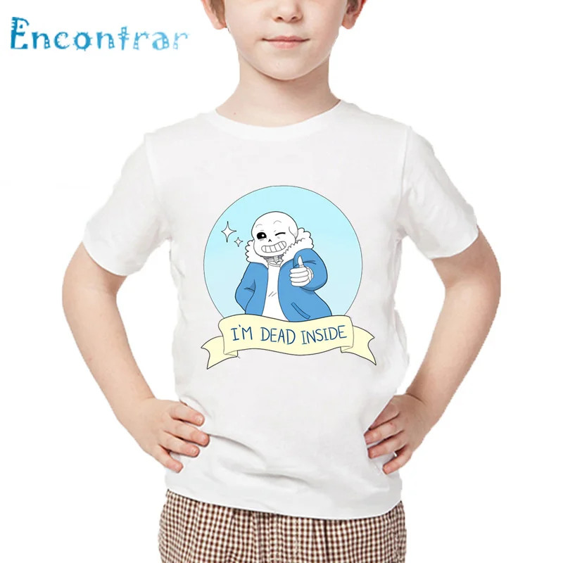 Детская футболка с дизайном Skull Brother Undertale Sans детские летние белые топы для мальчиков и девочек, забавная футболка с героями мультфильмов HKP2405